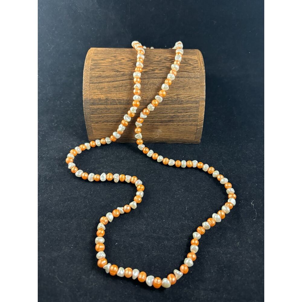 Honora Pearl Necklace Peach and White